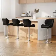 4x Artiss Bar Stools Gas Lift Padded Leather Black