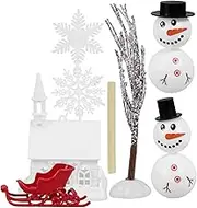 Parliky 1Set Christmas Snowman Decoration Kit Craft Supplies for Festive Scene Layout Easy to Assemble Snowman Ornament for Family Fun and Holiday Decor