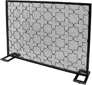 Kitchen Fireplace Screens Black Mesh Single Panel, Free Standing Spark Guard Iron Fireguard for Stone Fireplace, 100×20×76cm Little Surprise
