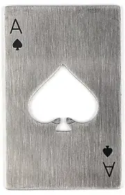 Bottle Opener, Stubby Opener, Ace of Spades, Stainless Steel, Flat fit in wallet