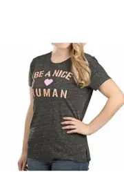 Modern Canvas Woman grey Statement T-Shirt Be A Nice Human Women's Size S