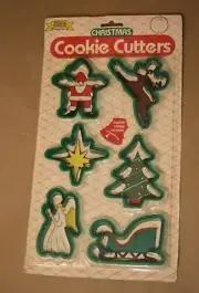 6pc Vintage Christmas Cookie Cutters Santa, Reindeer, Star, Tree, Angel & Sleigh