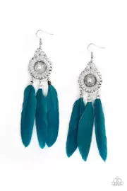 Paparazzi Pretty in Plumes Blue EarringsNWT