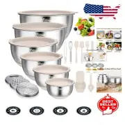 Durable Nesting Bowls with Scale Marks, Non-Slip Bottom & Airtight Lids - 22 PCS