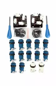 Happ Arcade Control Panel Blue Kit - 14 Buttons & 2 Ultimate Joysticks