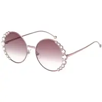 在飛比找momo購物網優惠-【FENDI 芬迪】圓框 水鑽 太陽眼鏡(粉色)