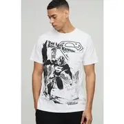 Mens White Oversized DC Comics Superman License Printed T-Shirt