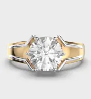 Two Tone Men's Engagement Ring Solitaire Round Cut Moissanite Wedding Ring Men