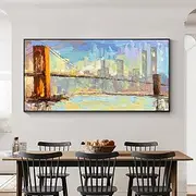 100% Hand Painted Textured city urban Painting handmade Acrylic Abstract landscape Oil Painting Wall Decor Santiago painting for Living Room Office decoration