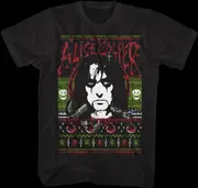 Faux Ugly Christmas Sweater Alice Cooper T-Shirt