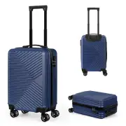 20" Lightweight Carry On Suitcase, Hard Shell Luggage with Spinner Wheels Blue