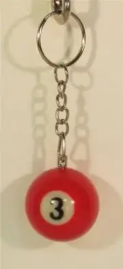 1 Inch Number 3 THREE Mini Billiard Snooker POOL BALL Key Chain Ring Keychain