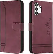 [Lihondar] Compatible with Samsung Galaxy A13 4G Case, Mobile Phone Case Samsung A13 4G, A13 4G Leather Folding Protective Case Wallet Cover Flip Case for Samsung A13 4G Flip Case (Red)
