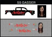 Hot Wheels (1/64), 55 Gasser "Terror" Waterslide, Printed White First, Decals