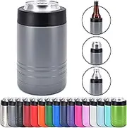 Clear Water Home Goods - 12 oz Stainless Steel Double Wall Vacuum Insulated Can or Bottle Cooler Keeps Beverage Cold for Hours Dark Gray