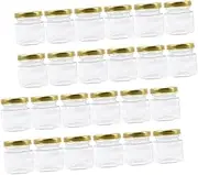 CRILSTYLEO Glass Honey Pot Metal Lid Hexagonal Shape Honey Jars Airtight Storage Jam Containers Kitchen Use