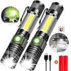 Flashlight Super Bright Torch USB Rechargeable Magnetic Zoomable With Side light