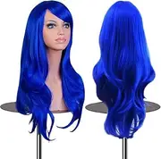 ANESHE Wigs 28" Long Wavy Hair Heat Resistant Cosplay Wig for Women (Blue)