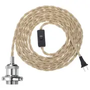 15.4Ft Pendant Light Cord Kit Plug in E26 Socket Vintage Twisted Rope Chrome