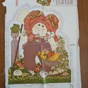 Vintage Cabbage Patch Gardening Girl Red Hair Cut & Sew Pillow Doll Fabric Panel