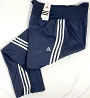 Adidas Track Pants Athletic Climalite Blue White 3-Stripe Zip Taper Leg Women XL