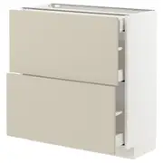 METOD / MAXIMERA base cab with 2 fronts/3 drawers, white/Havstorp beige, 80x37x80 cm