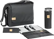 LÄSSIG Baby Changing Bag Stylish Sustainable Shoulder Bag with Accessories/Messenger Bag Tyvek Black