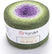 YarnArt Flowers Alpaca Knitting Yarn - 20% Alpaca 80% Acrylic - 8.82oz, 1028 Yards - Multicolor Rainbow Crochet - Faall & Winter Yarn - Fine 2 Sport Yarn (435)
