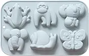 Gummy Animal Molds, Chocolate Cake Candy Cookie Baking Molds, 6-Cavity Silicone Chocolate Fondant Moulds for Cake Decoration, Candy, Cupcake Topper
