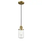 Innovations Dover Mini Pendant, Amber/Brushed Brass/Schoolhouse - 201C-BB-G312