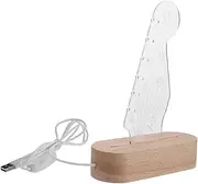 WHAMVOX Acrylic Guitar Headstock Pick Holder Double Function Night Light Wooden Bass Pick Storage Rack Music Enthusiast