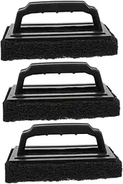 DOITOOL 3pcs Grill Cleaning Brush BBQ Grill Cleaning Wipes Outdoor Grill Accessories Outdoor Gas Grill BBQ Cleaning BBQ Brush Flat Grill Bristle Sponge Charcoal Stainless Steel
