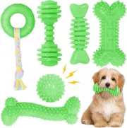Puppy Toys, 6 Pack Dog Chew Toys for Puppy, Cute Green Small Dog Toys Teething T