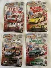 2023 Matchbox Candy Mix 4 Cars Junior Mints, Sugar Daddy, Tootsie Pop And Roll