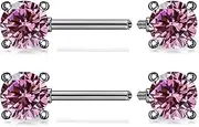 [Kadogohno] F136 Titanium Nipple Piercing Jewelry, Multicolor Round CZ Nipple Rings for Women.