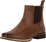 [J's.o.l.e] Ankle Cowboy Boots for Men Square Toe Chelsea Boots Mens Casual Retro Stylish Boots
