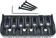 KAISH Black 7 String Guitar Fixed Bridge Electric Guitar Hardtail Bridge for Strat/Tele Guitars