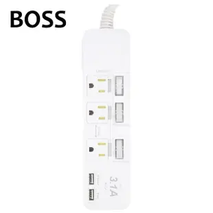 【BOSS】4開3插3P高溫斷電USB 3.1A延長線 1.5米