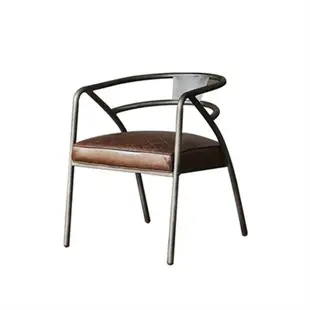 美式鐵藝實木餐椅單椅休閑電腦椅靠背咖啡椅復古做舊餐椅創意椅子
