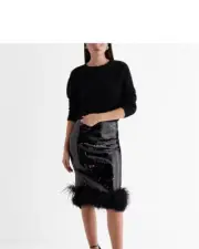 nwt EXPRESS instagram fav sequin feather pencil skirt s small stretchy