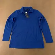 Devon Jones DG20LW CrownLux Performance Ladies Size XS Blue Long Sleeve Polo NWT