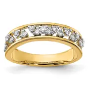 Solid 14k Yellow Gold Polished Simulated CZ Band