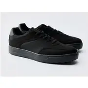 Mens Black Contrast Panel Mesh Trainer