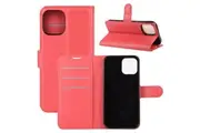 For iPhone 12 / 12 Pro Case, Lychee Texture Folio Shielding Case Wallet, Red