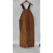 Carhartt Sandstone Bib Overalls Mens 2XL Brown Unlined Double Knee Zip to Thigh