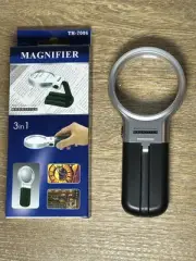 3 in 1 - Magnifier Glass - 2 LED Lights/3x Magnifying Glass/Folding Stand New