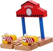 ERINGOGO Railway Station Playset Accessory Boys and Girls Educational Toy Wooden Station Model Train DIY Track Toys for Boys and Girls