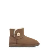 UGG AS Women Boots Double Face Sheepskin Wool Lining Water Resistant Mini Button