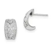 14k White Gold Real Diamond Openwork Leaves w/Milgrain Post Earrings
