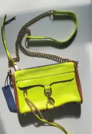 NEW Rebecca Minkoff Neon/Brown Mini Mac Crossbody